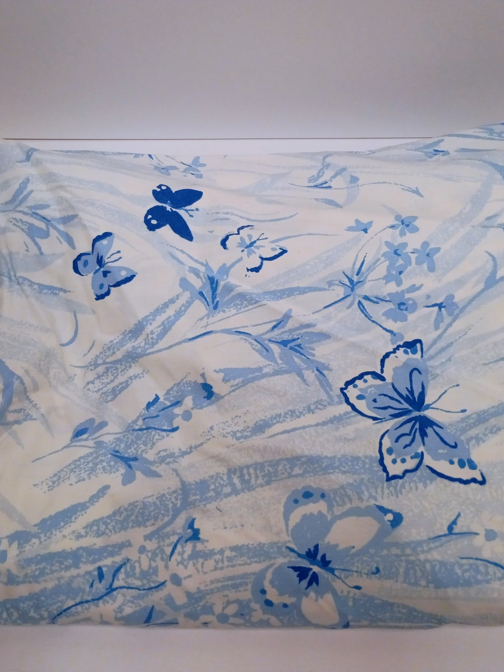 Perma Prest By Sears Vintage Butterfly Floral Full Size Fitted Sheet